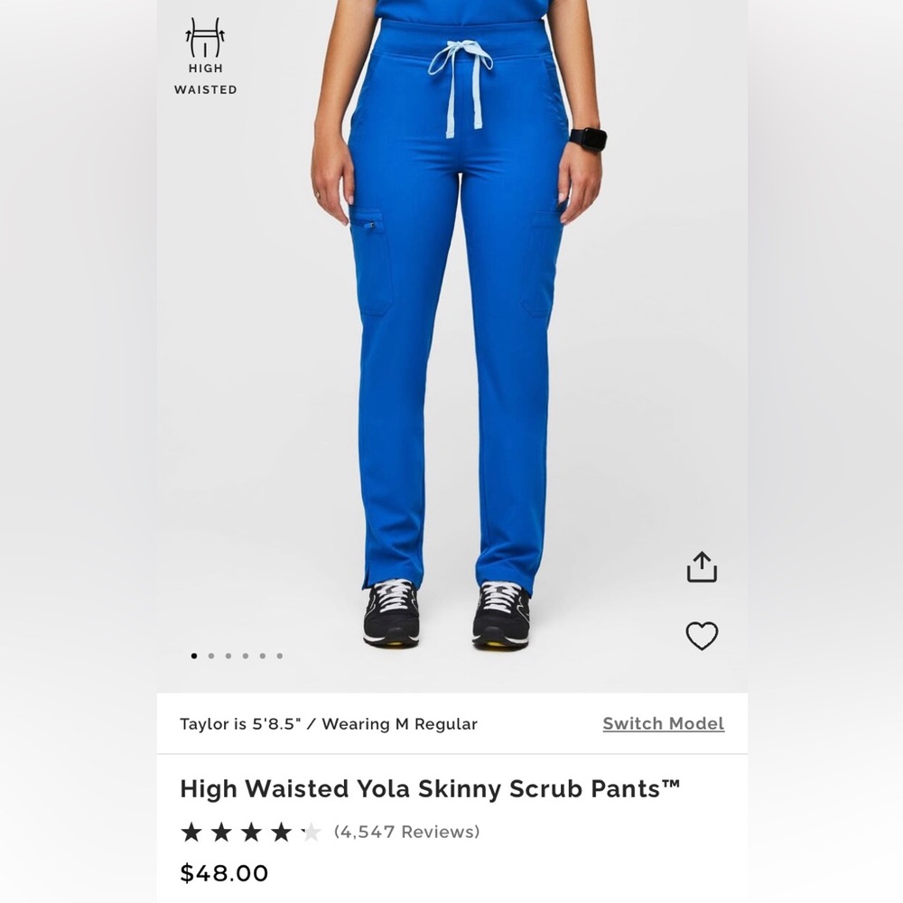 FIGS Royal Blue High Waisted Yola Pants XL